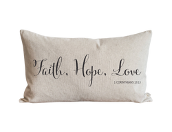 Faith, Hope, Love Pillow Cover.