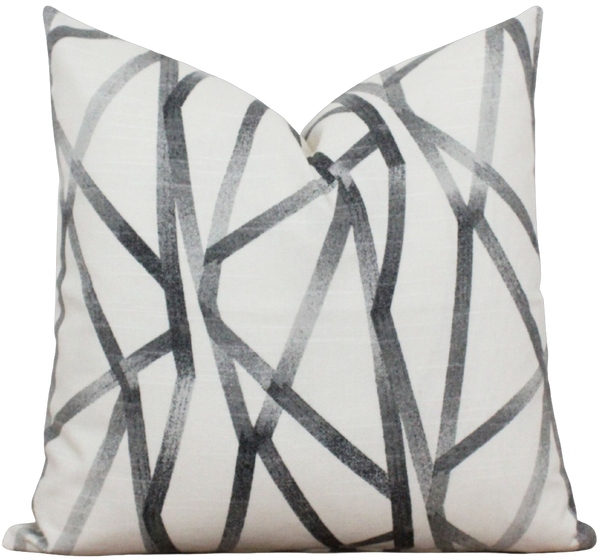 Black Line Geometric Pillow Cover | London