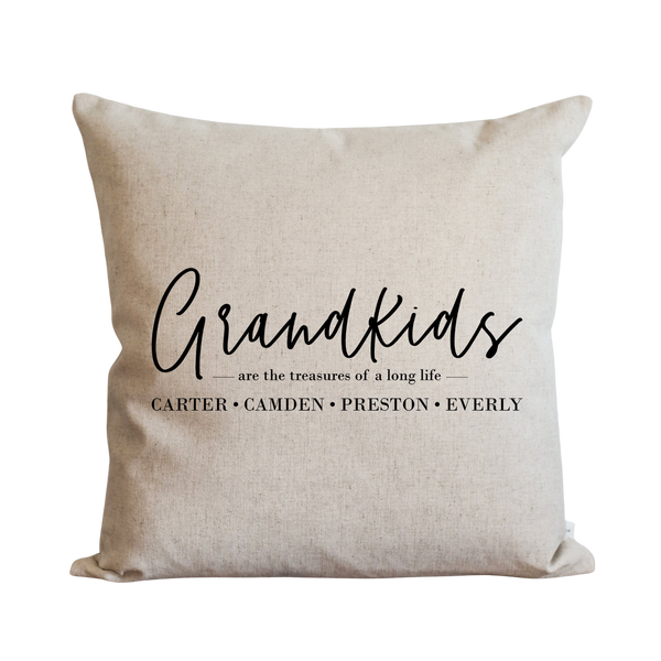 Custom Grandkids Pillow Cover | You choose the names to personalize.