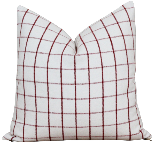 Red and White Plaid Pillow Cover | Sherrie