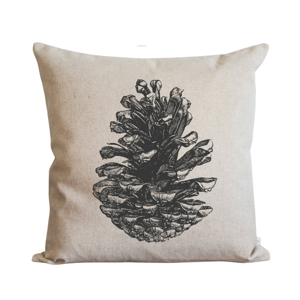 Winter Pine Cone Decorative Throw Pillow Cover, Wooden Christmas