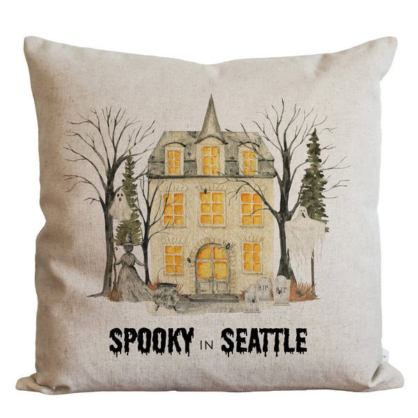 Spooky Town Custom Location Pillow Cover