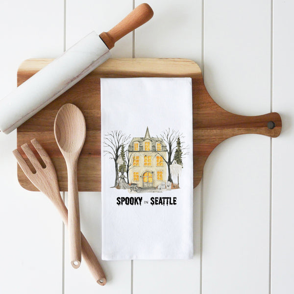 Spooky Town Personalized Tea Towel
