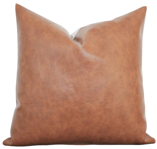 Cognac Faux Leather Pillow Cover Preston Porter Lane Home