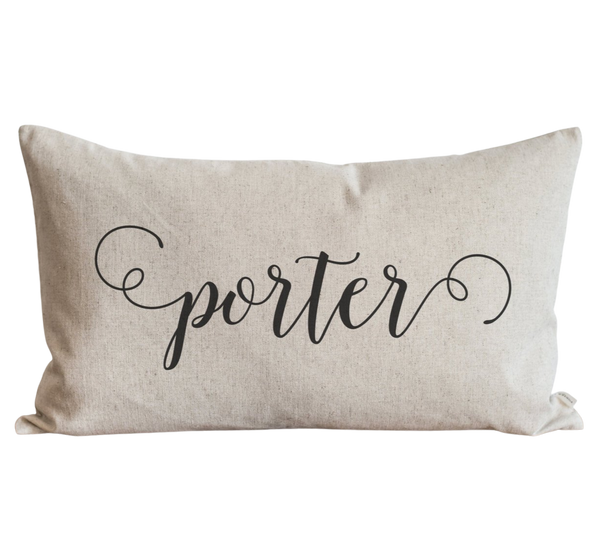 Scroll Last Name Pillow Cover.