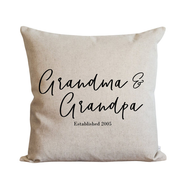 Custom Grandparents Pillow Cover | You choose the names to personalize.