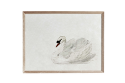 a painting of a white swan on a black background