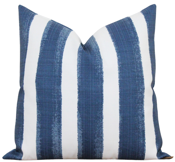 Blue and White Stripe Outdoor Pillow Cover Pax