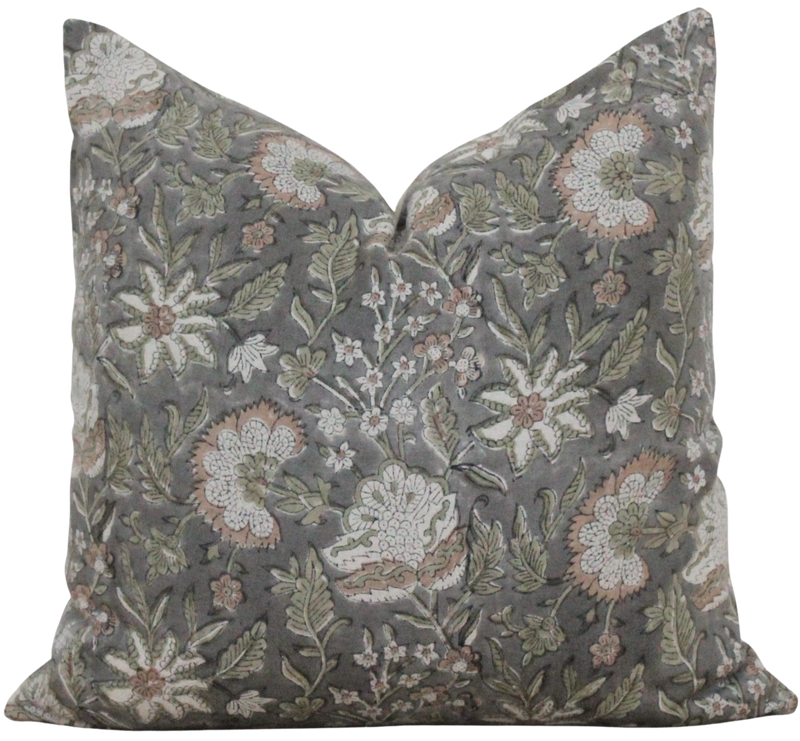 Floral Hand Block Printed Pillow Cover | Etta