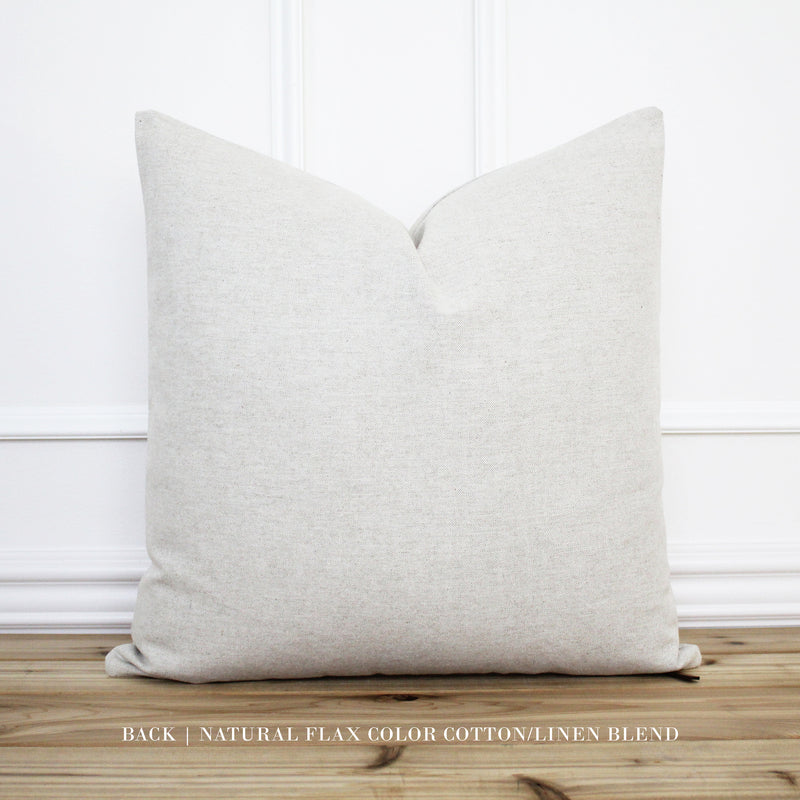 Tan and White Handblocked Pillow Cover | Chandra