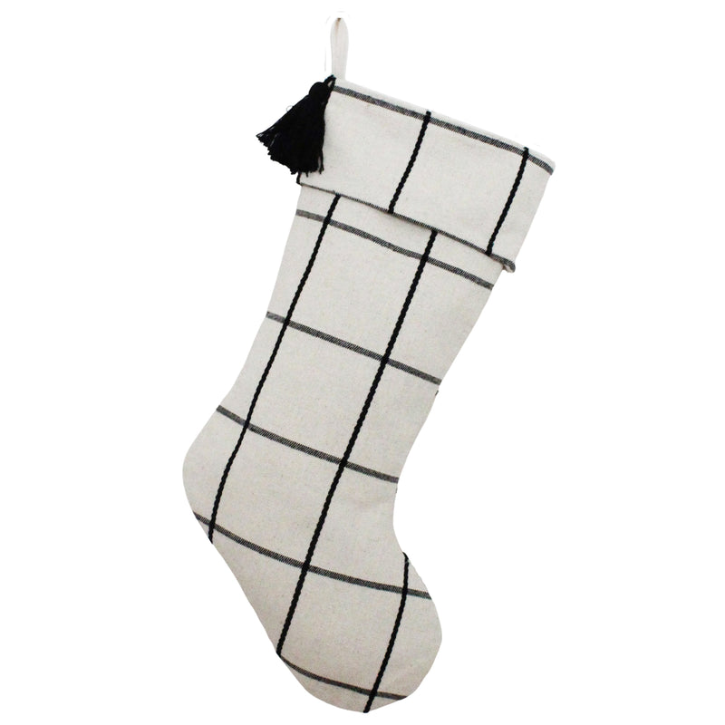 Customizable Christmas Stocking | Personalized Family Stockings | Black and White Xmas Stocking | Farmhouse Stocking | Window Pane Stocking