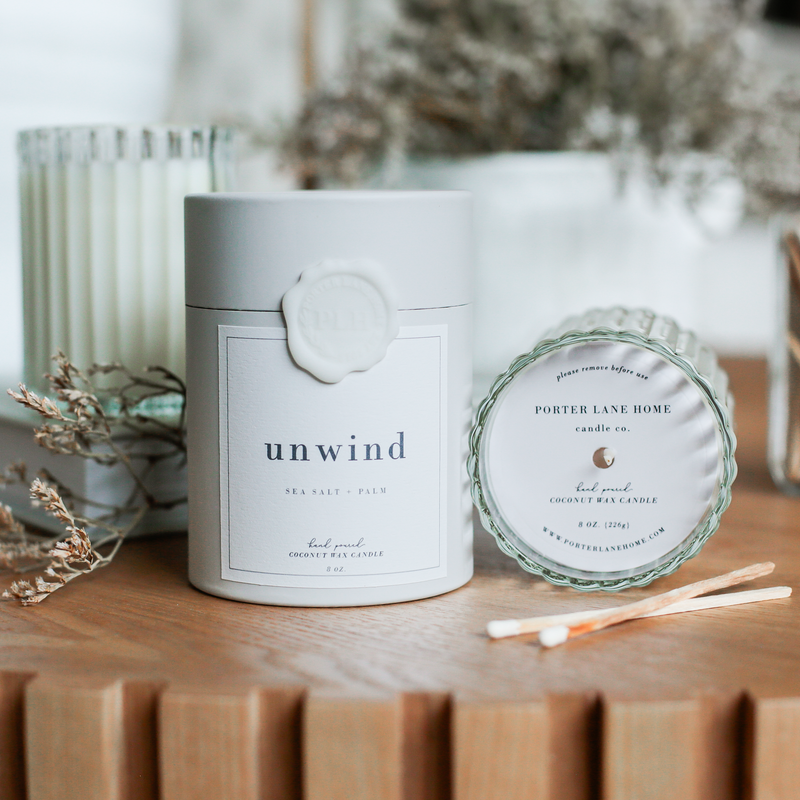 UNWIND | Sea Salt + Palm Fluted Candle