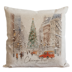a pillow with a christmas tree on it