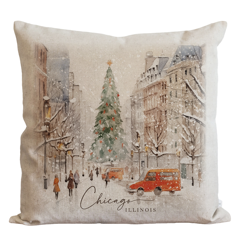 a pillow with a christmas tree on it
