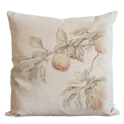 a pillow with a picture of peaches on it