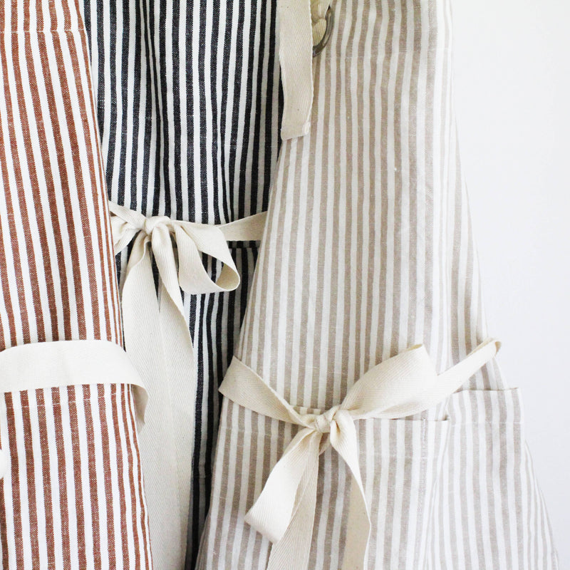 Ruffle Pin Stripe Apron