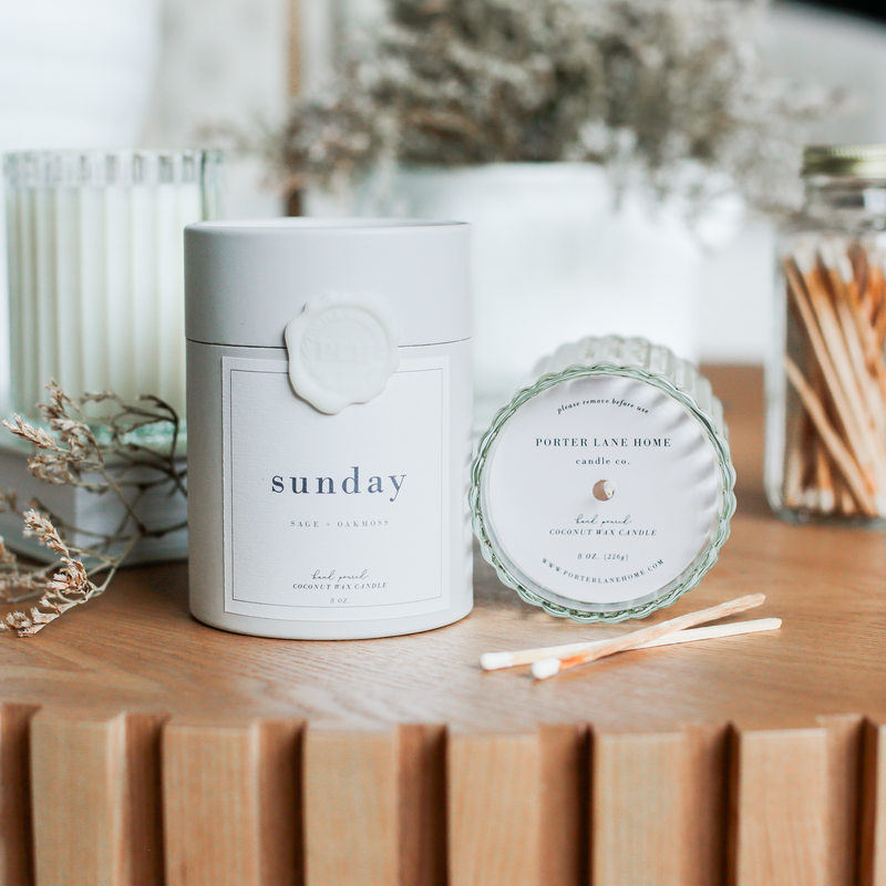 SUNDAY | Sage + Oakmoss Fluted Candle