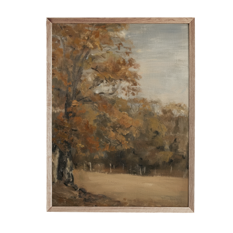 a painting of a tree in a field