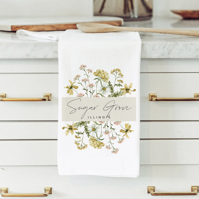 Custom Wildflower City State Tea Towel