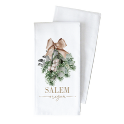 Custom Christmas Floral Tea Towel