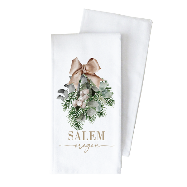 Custom Christmas Floral Tea Towel