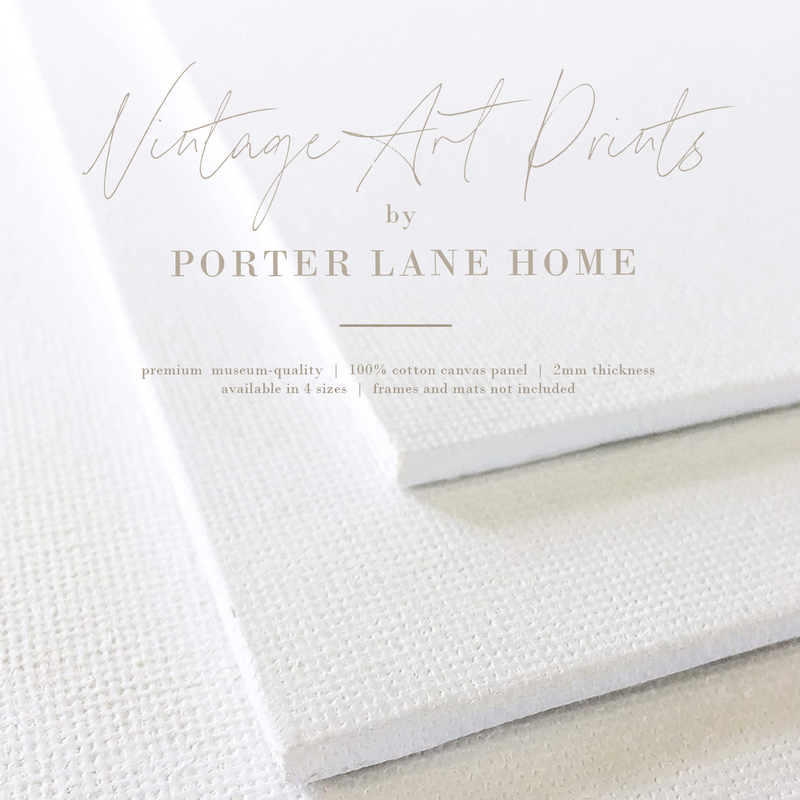 The image is a close-up of a white canvas print, with text providing information about the product.