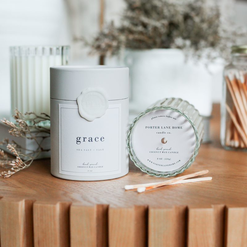 GRACE | Sea Salt + Sage Fluted Candle