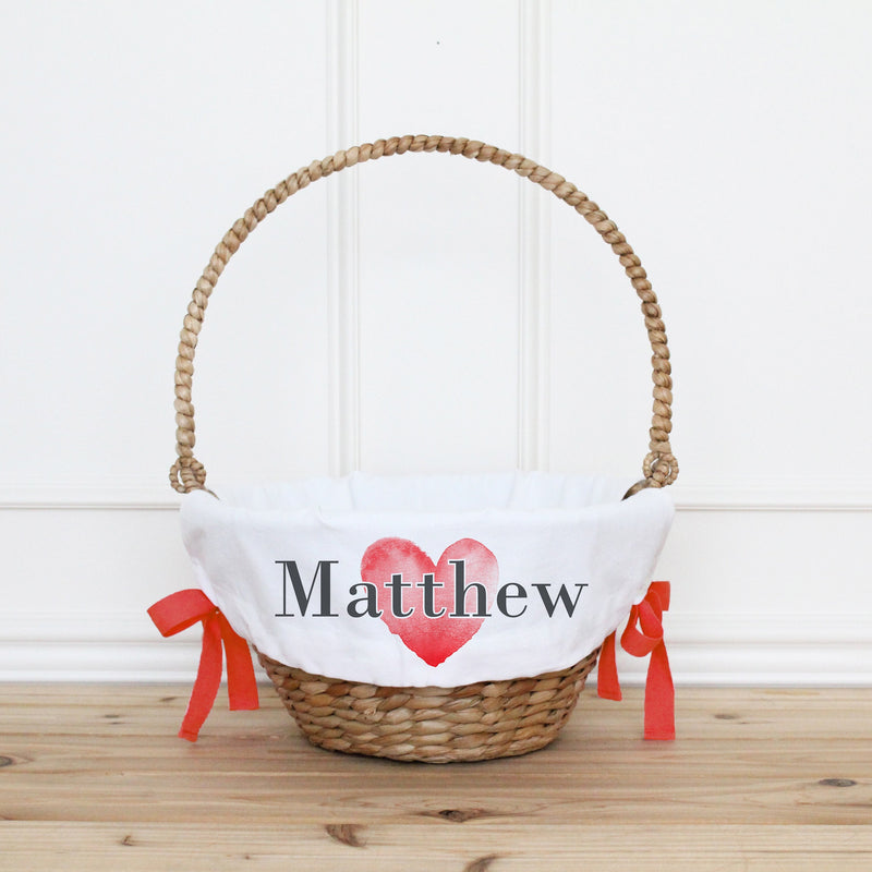 Custom Valentine's Day Gift Basket Liner with Red Ribbon