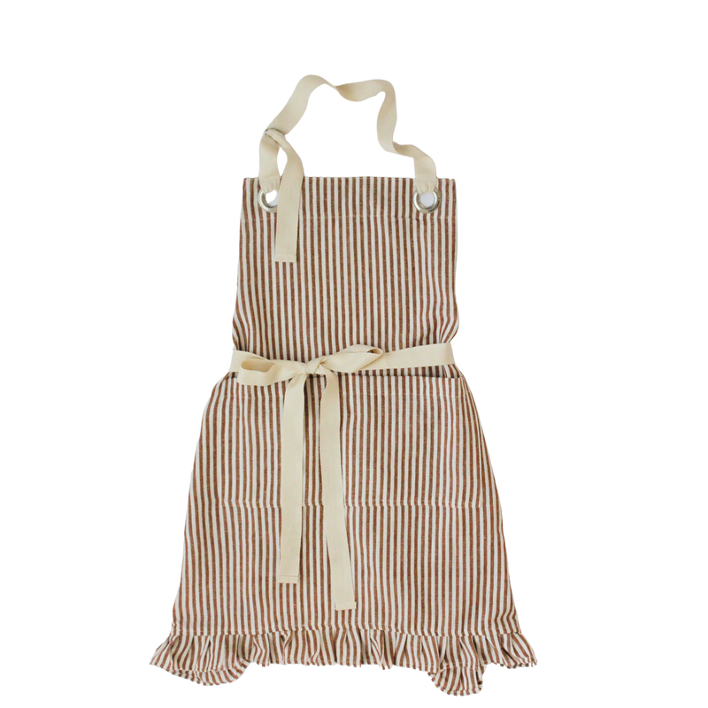 Ruffle Pin Stripe Apron