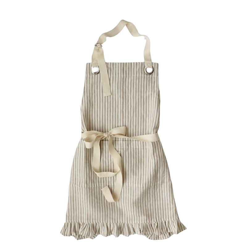Ruffle Pin Stripe Apron