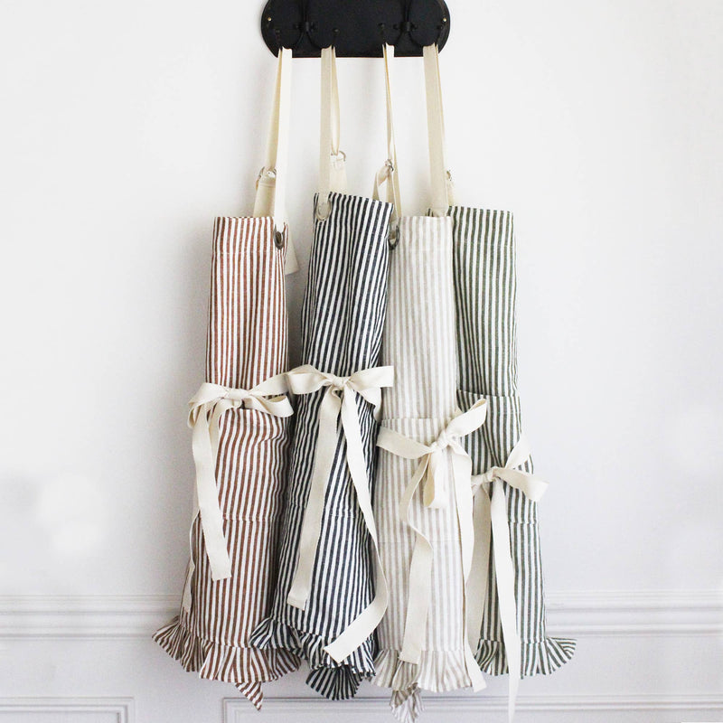 Ruffle Pin Stripe Apron