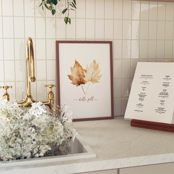 Hello Fall Leaves Art Print
