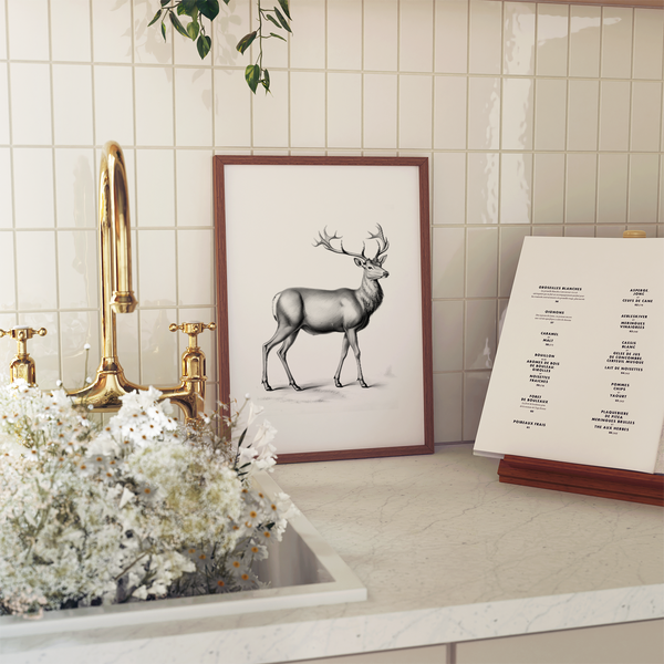 Vintage Deer Art Print