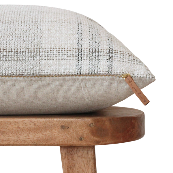 Neutral Boucle Plaid Pillow Cover | Baker