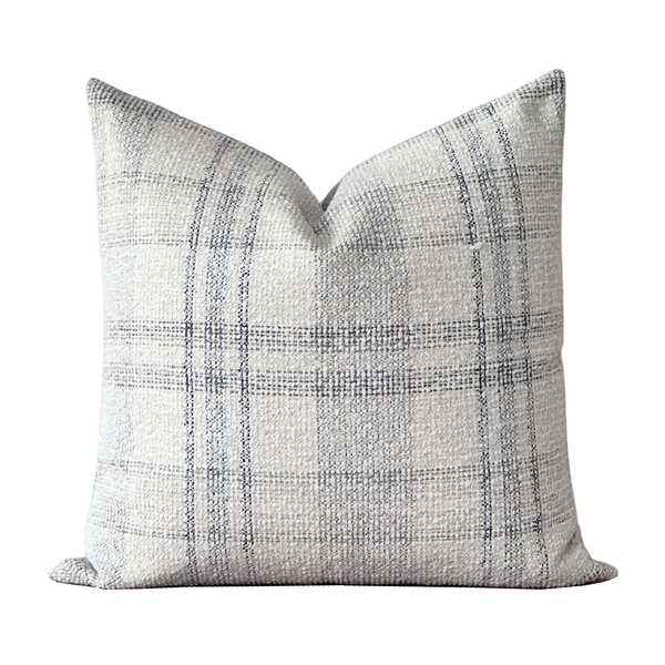 Neutral Boucle Plaid Pillow Cover | Baker