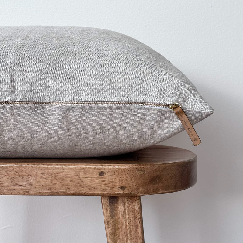 Neutral Slubbed Linen Pillow Cover | Bas