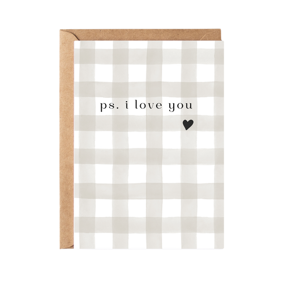 PS I Love You Plaid Greeting Card