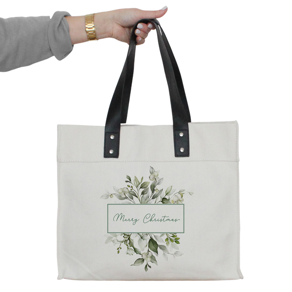 Merry Christmas Greenery Market Tote
