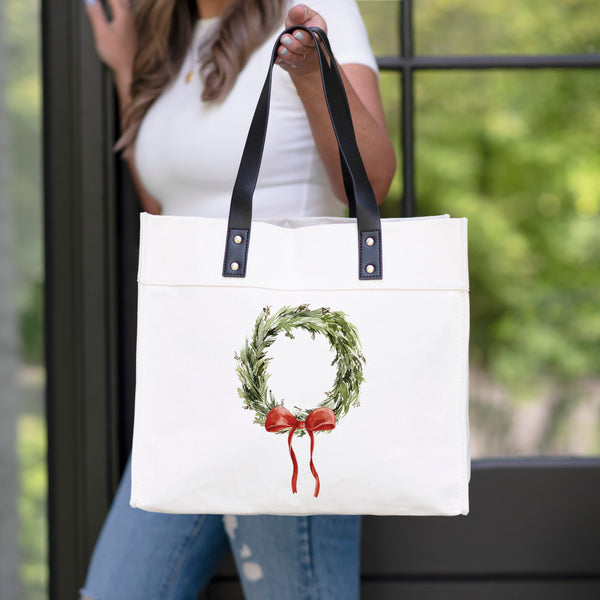 Christmas Wreath Market Tote