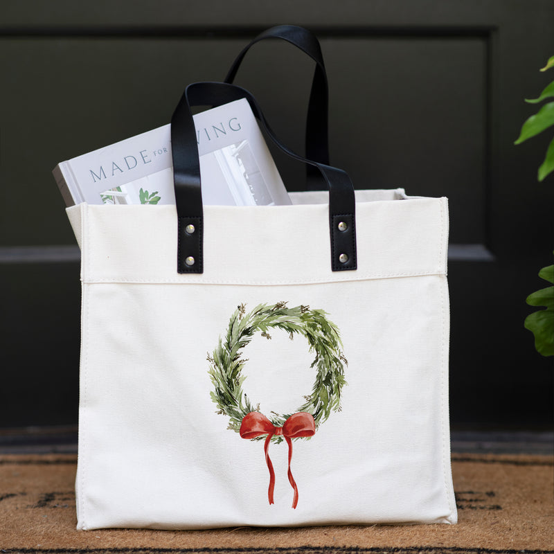 Christmas Wreath Market Tote