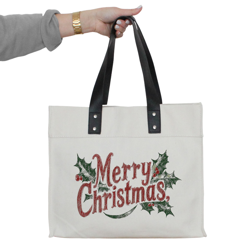 Merry Christmas Holly Market Tote