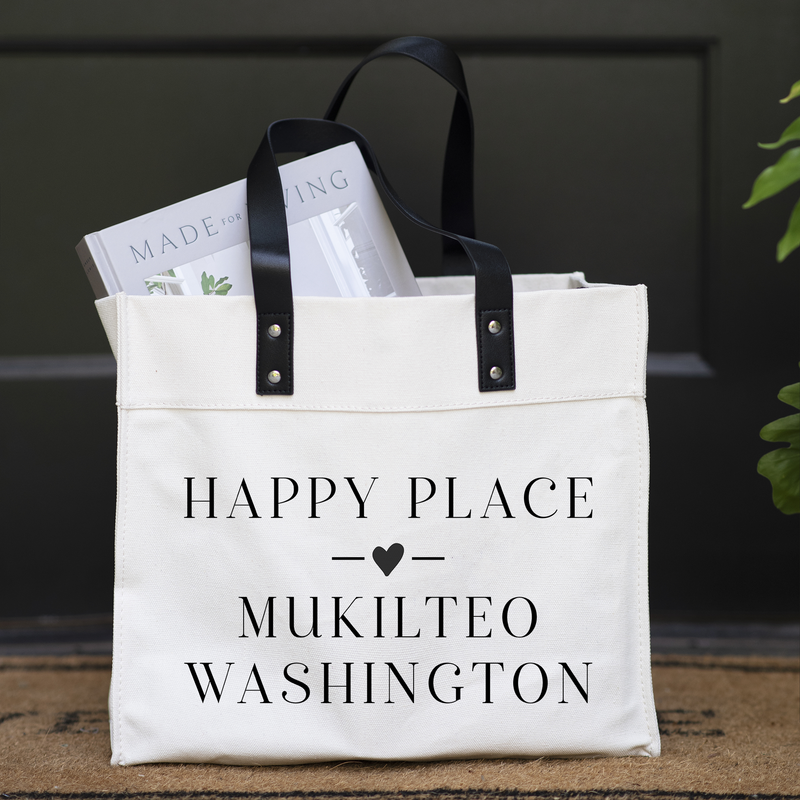 Custom City State Happy Place Market Tote