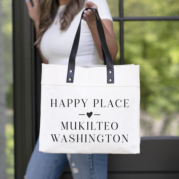 Custom City State Happy Place Market Tote