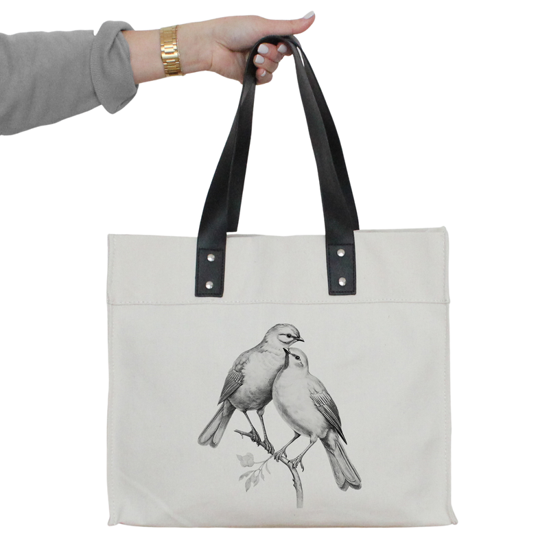 Spring Bird Sketch Branch Market Tote