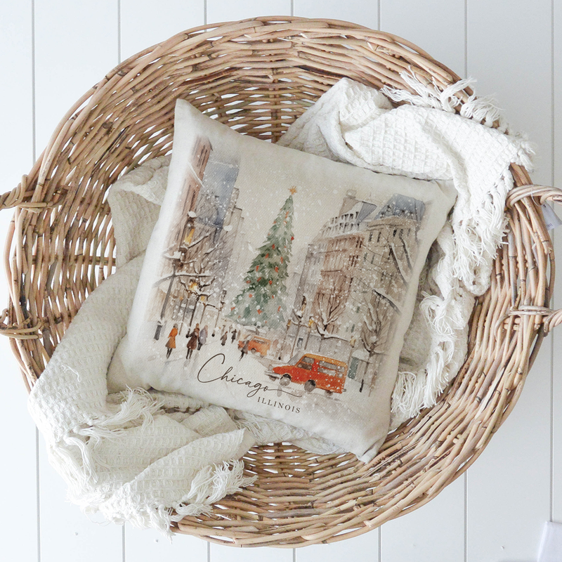 Custom Christmas City Pillow Cover