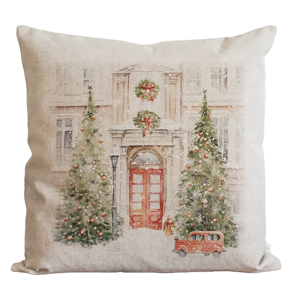 Snowy Doors Pillow Cover
