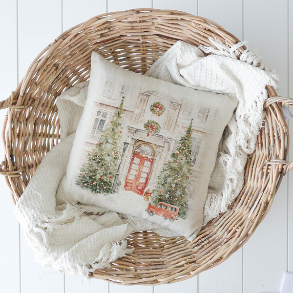 Snowy Doors Pillow Cover
