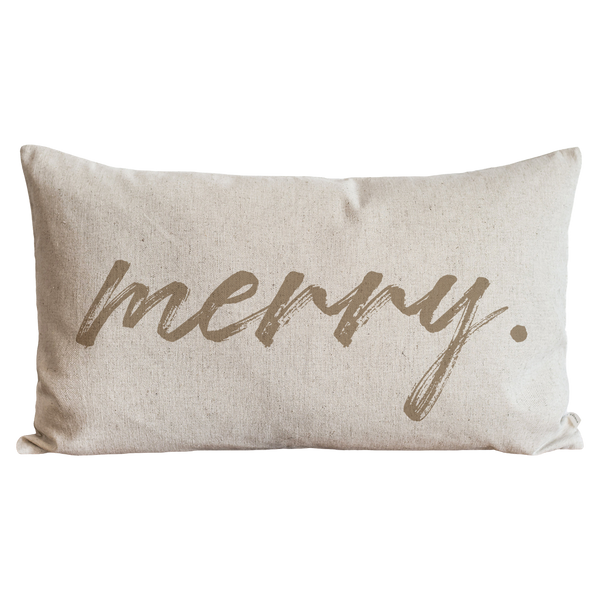 Merry {Tan} Pillow Cover