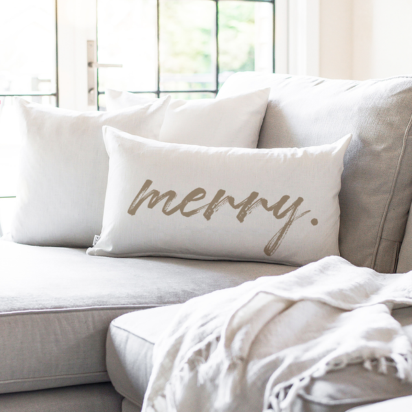 Merry {Tan} Pillow Cover