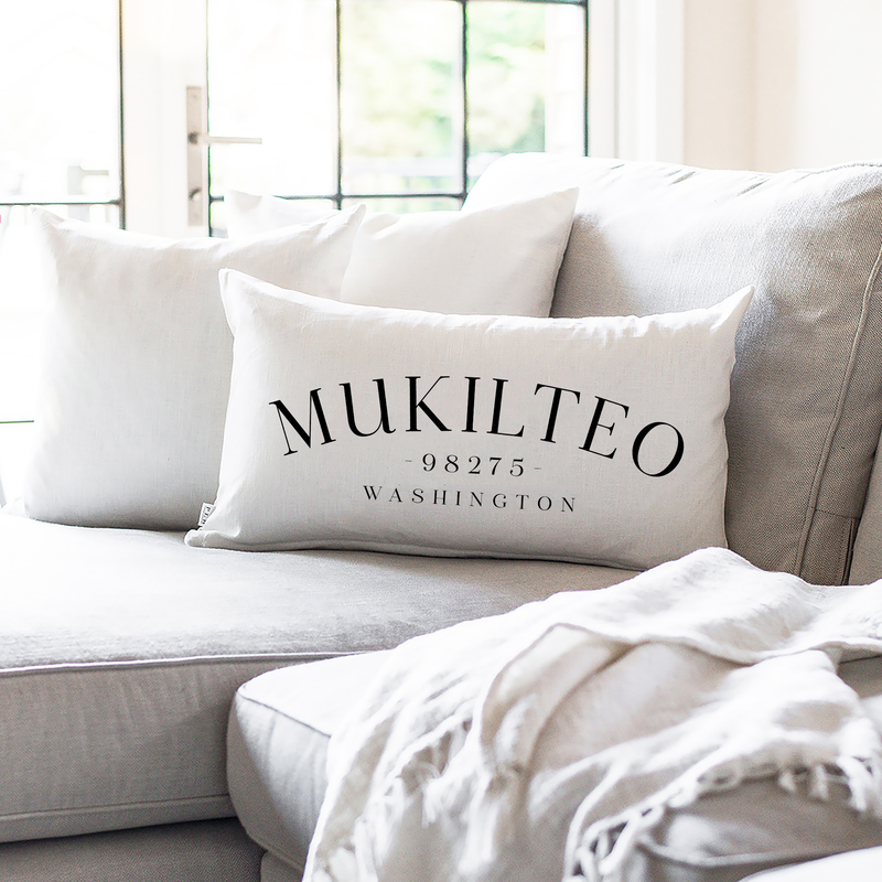 Custom City State Zip Pillow Cover